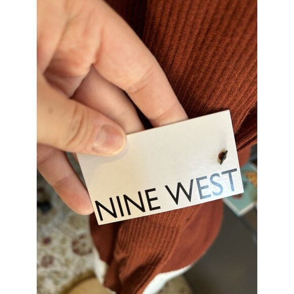 Nine West Women's Size L Cherry Merlot Sqaure Neckline Long Sleeve Sweater NWT - Picture 5 of 11